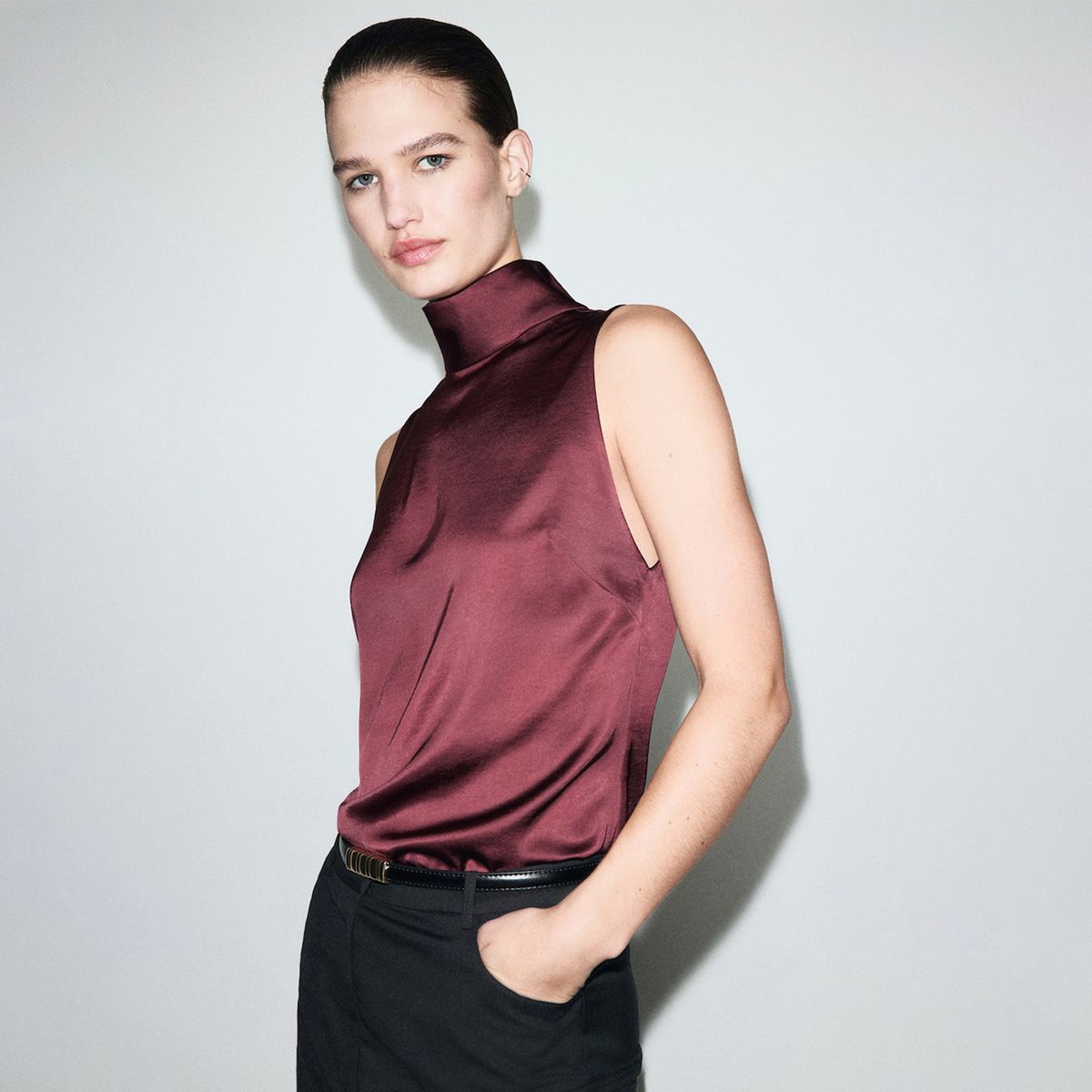 MANGO - Blusa Mujer Sin mangas Mango