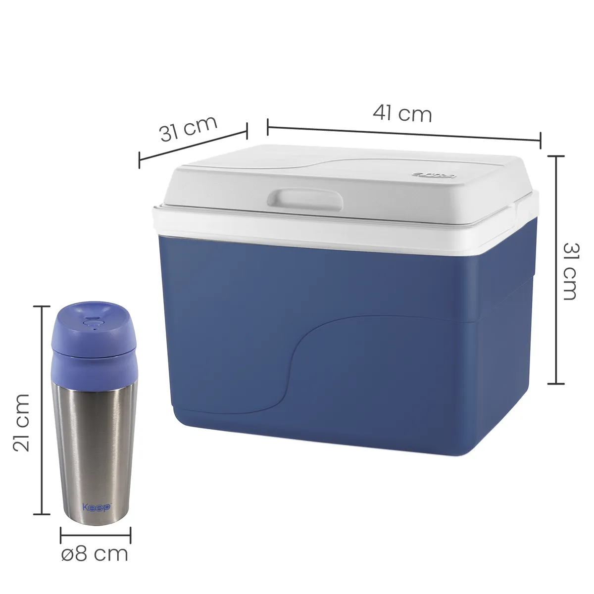  - Set Nevera azul  22L tipo Cooler Cava + termo 700 ml 