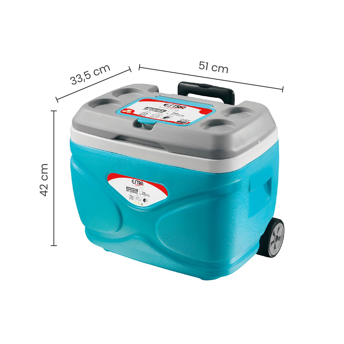  - Nevera con Ruedas 30L Azul Aguamarina