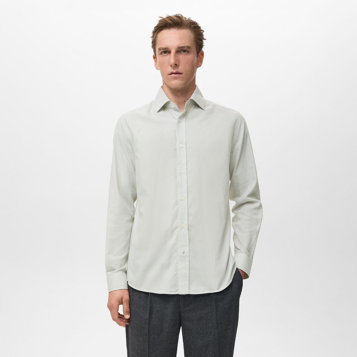 MANGO - Camisa Hombre Manga larga de Algodón Mango