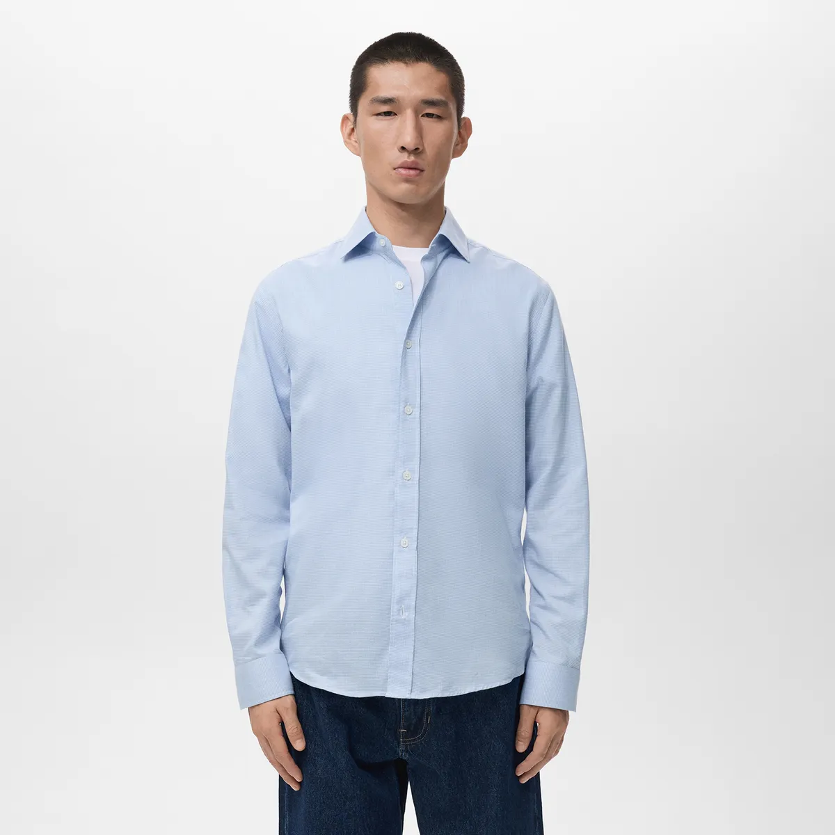 MANGO - Camisa Hombre Manga larga de Algodón Mango
