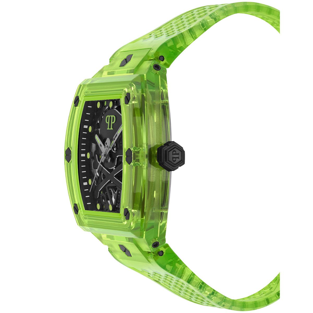 PHILIPP PLEIN - Reloj Philipp Plein Hombre The Skeleton Crystal. Reloj Poliuretano Verde PWPTA0124