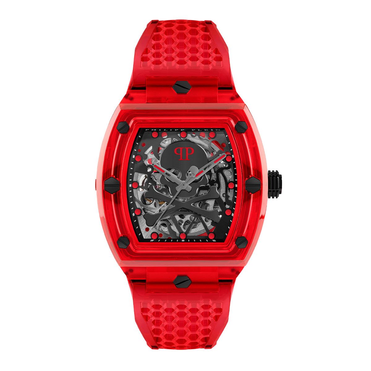 PHILIPP PLEIN - Reloj Philipp Plein Hombre The Skeleton Crystal. Reloj Poliuretano Rojo PWPTA0224