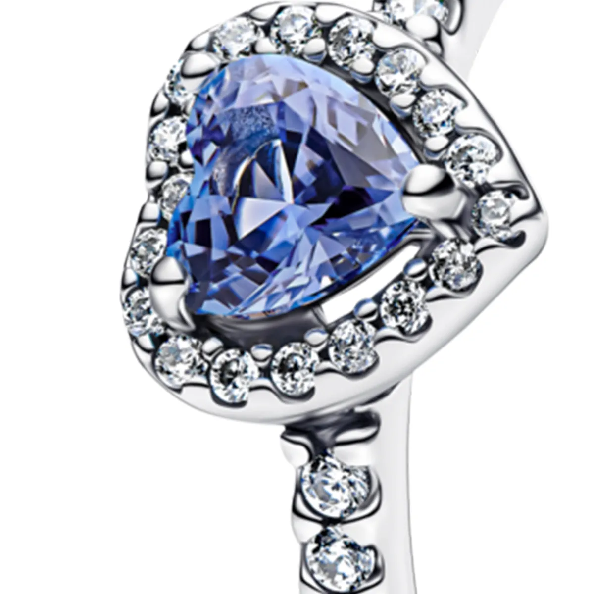 PANDORA - Anillo corazón elevado azul Pandora plata esterlina