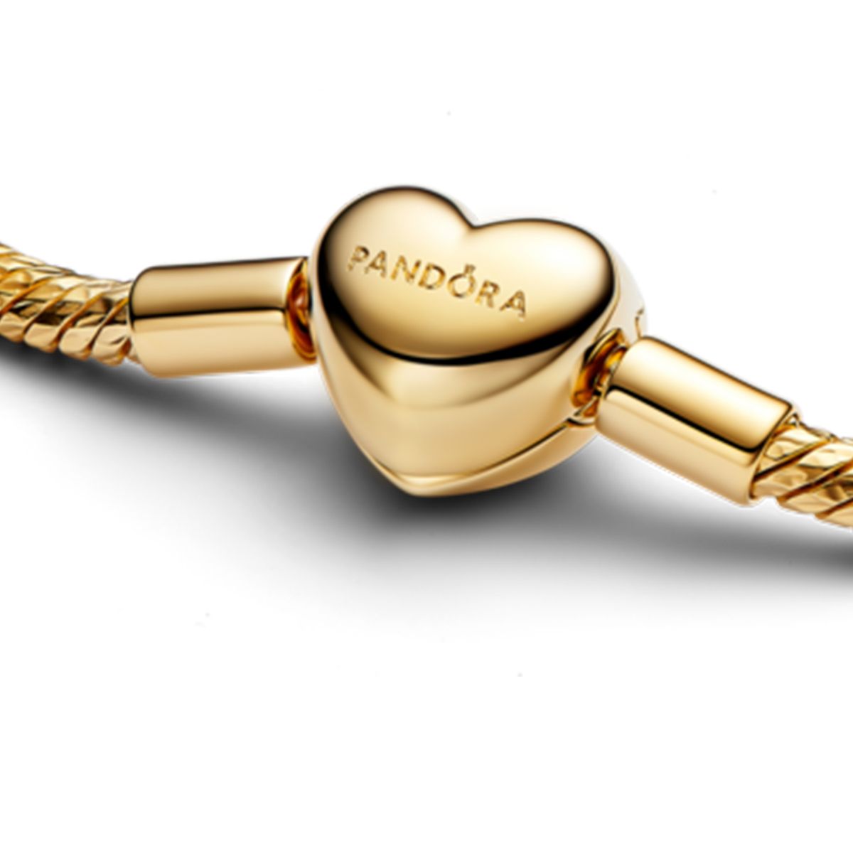 PANDORA - Brazalete broche corazón dorado Recubrimiento en Oro 14K