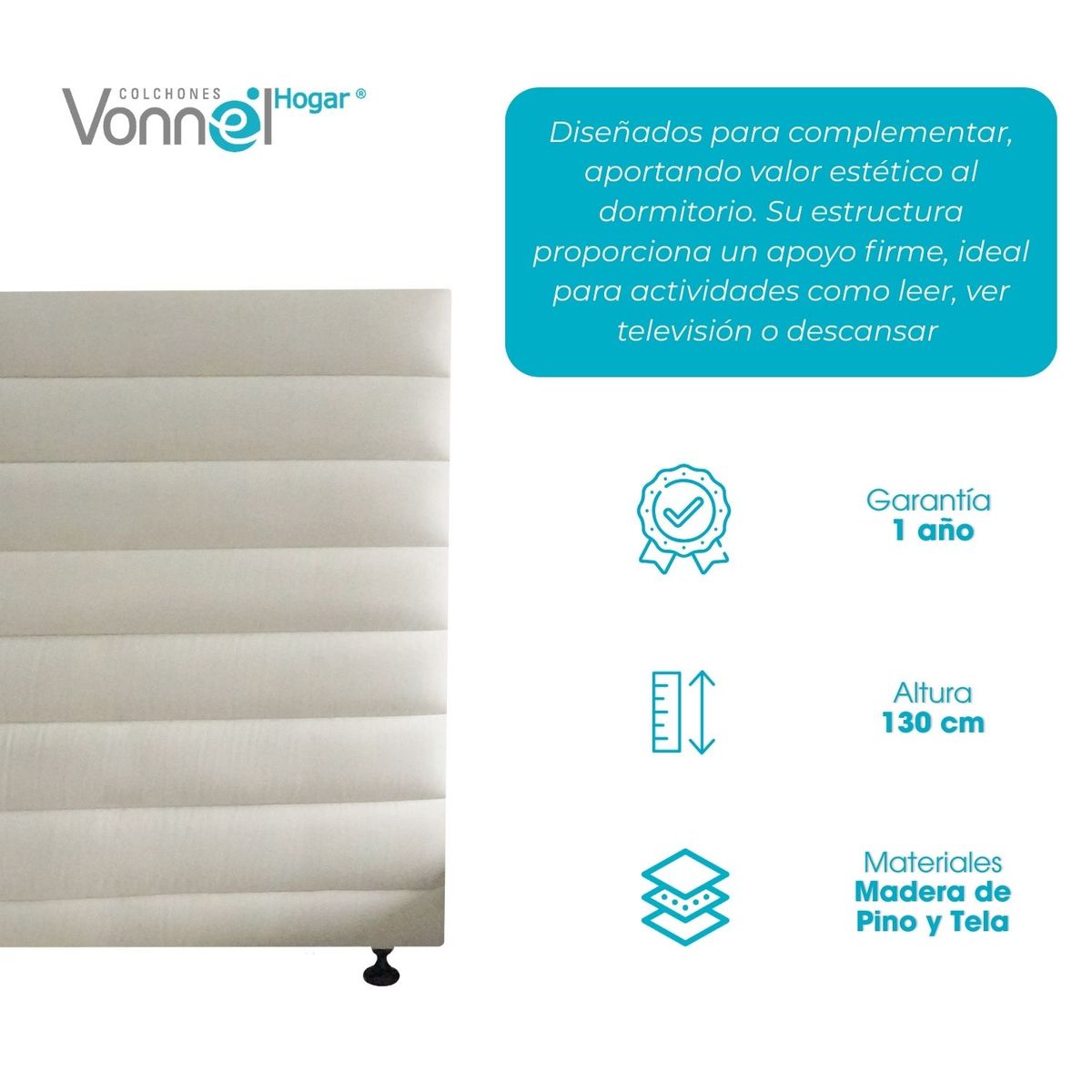 COLCHONES VONNEL - Espaldar Frontera Vonnel Queen 160 x 130 cmArena
