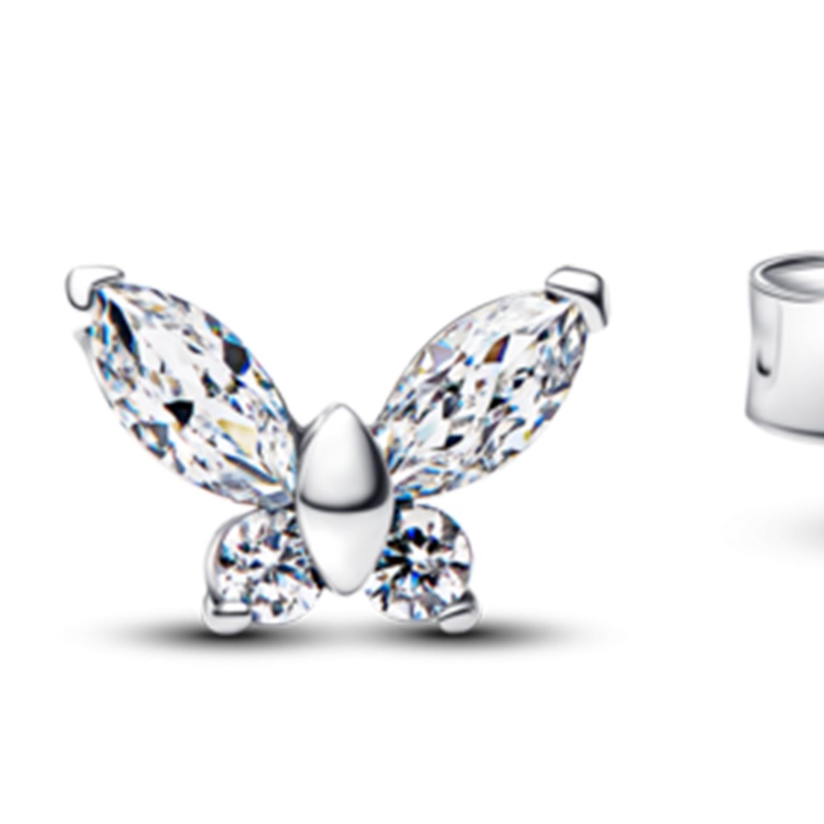 PANDORA - Aretes de botón mariposa plateados Plata Esterlina