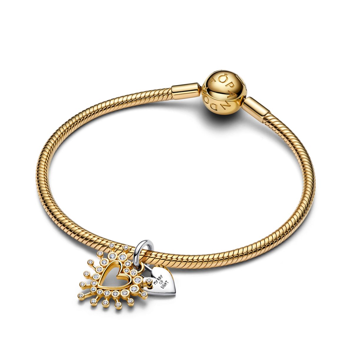 PANDORA - Charm colgante doble corazón Pandora Dos tonos