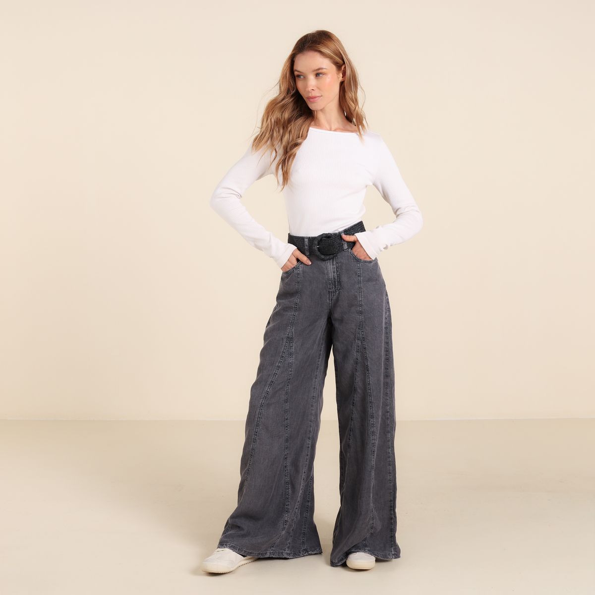 UNIVERSITY CLUB - Jean Wide leg Mujer Tiro alto University Club 