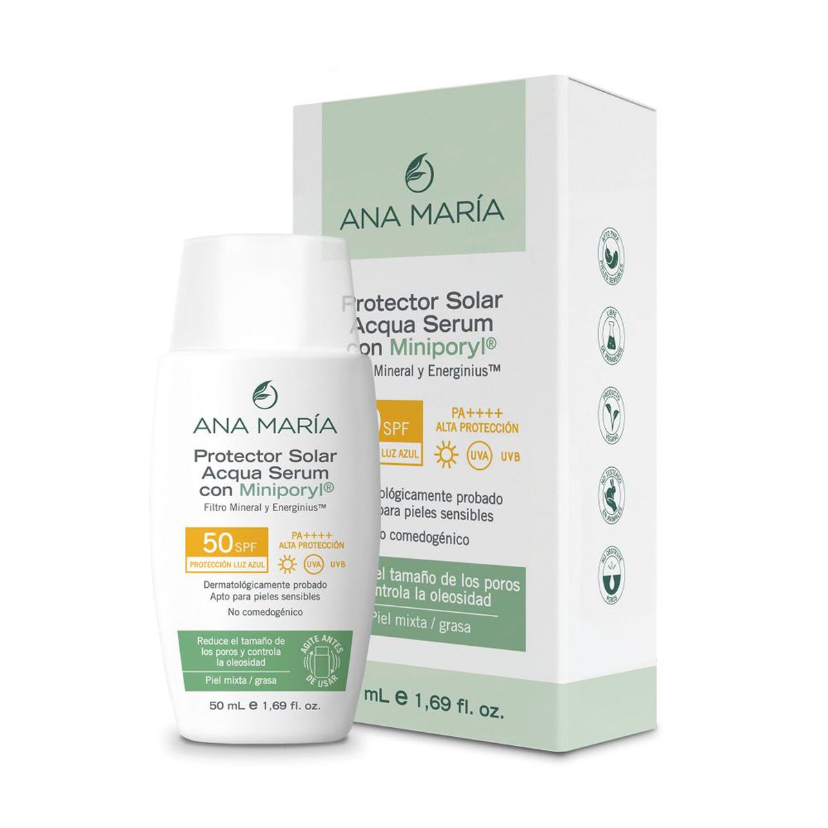 ANA MARIA - Bloqueador Protector Solar Acqua Sérum con Miniporyl Crema Ana Maria 50ml 