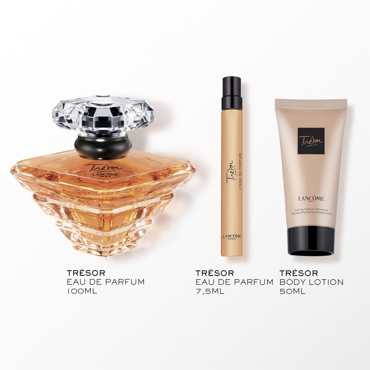 LANCOME - Set de perfume Mujer Lancome Incluye: Eau de Parfum Tresor 100 ml + Eau de Parfum Tresor 10 ml + Loción Corporal 50 ml.