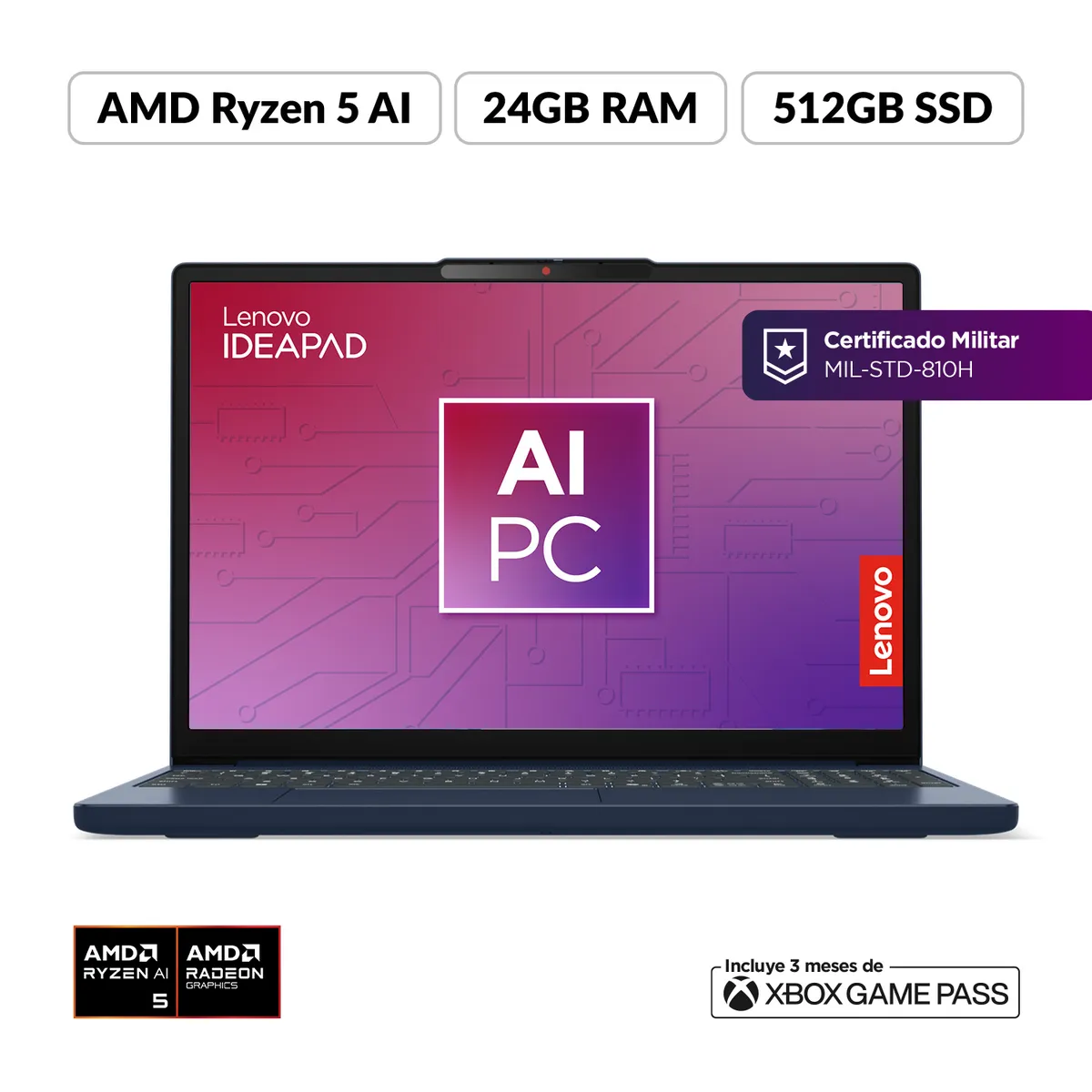 LENOVO - Portátil Lenovo Ideapad Slim 3 | AMD Ryzen 5 | 24GB de RAM | 512GB SSD de Almacenamiento | Windows 11 | Pantalla 15.3 pulgadas | IP Slim 3 | Computador Portátil