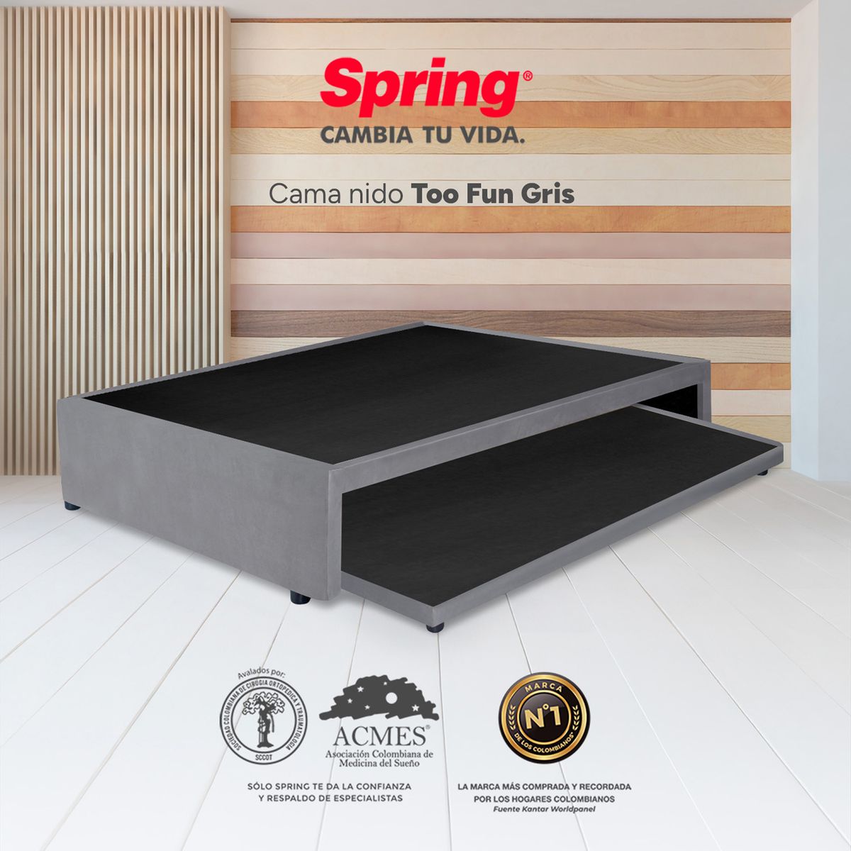 COLCHONES SPRING - Cama Nido Spring Semidoble Too Fun 120 cm x 190 cm x 34 cm