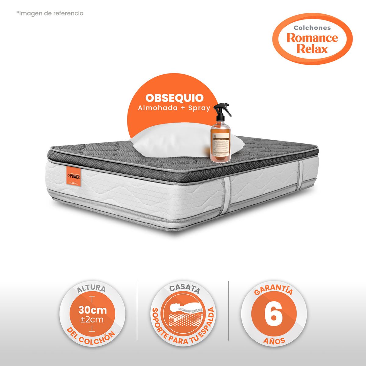 COLCHONES ROMANCE RELAX - Colchón Sencillo Firme Espumado Power Navidad Ritual 100 x 190 cm + Almohada + Spray, Romance Relax  