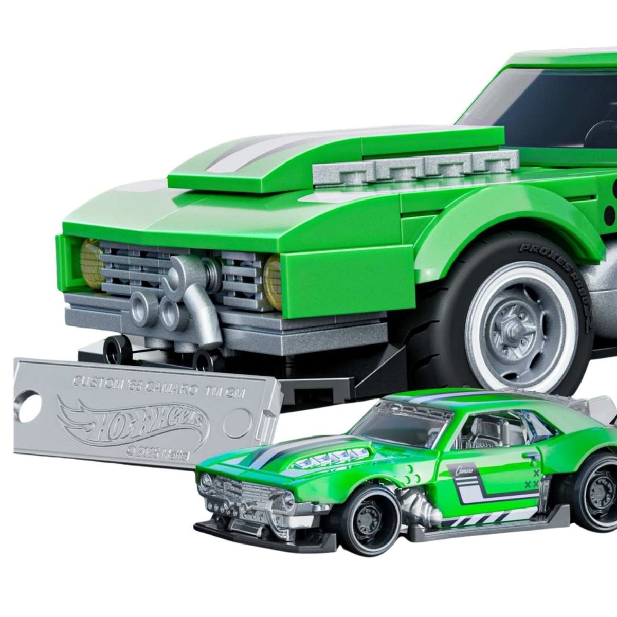 HOT WHEELS - Carro de Juguete Armable Hot Wheels: Brick Shop Camaro Speed 68