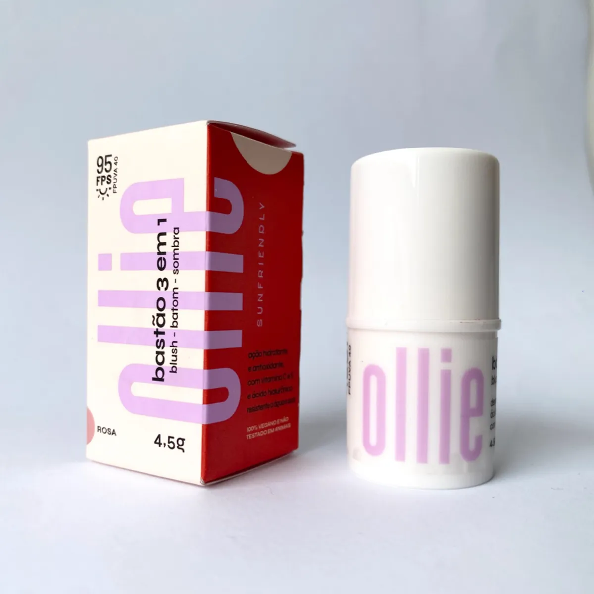 OLLIE - Protector solar Barra 3 en 1 Rubor, Sombra y Labial Con FPS 95 Barra Ollie 4.5 g 