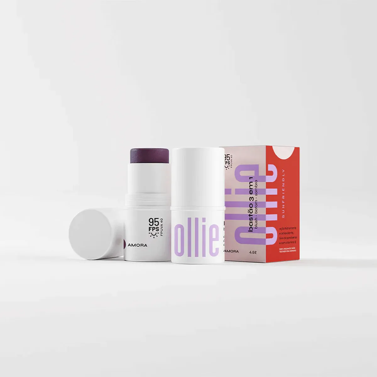 OLLIE - Protector solar Barra 3 en 1 Rubor, Sombra y Labial Con FPS 95 Barra Ollie 4.5 g 