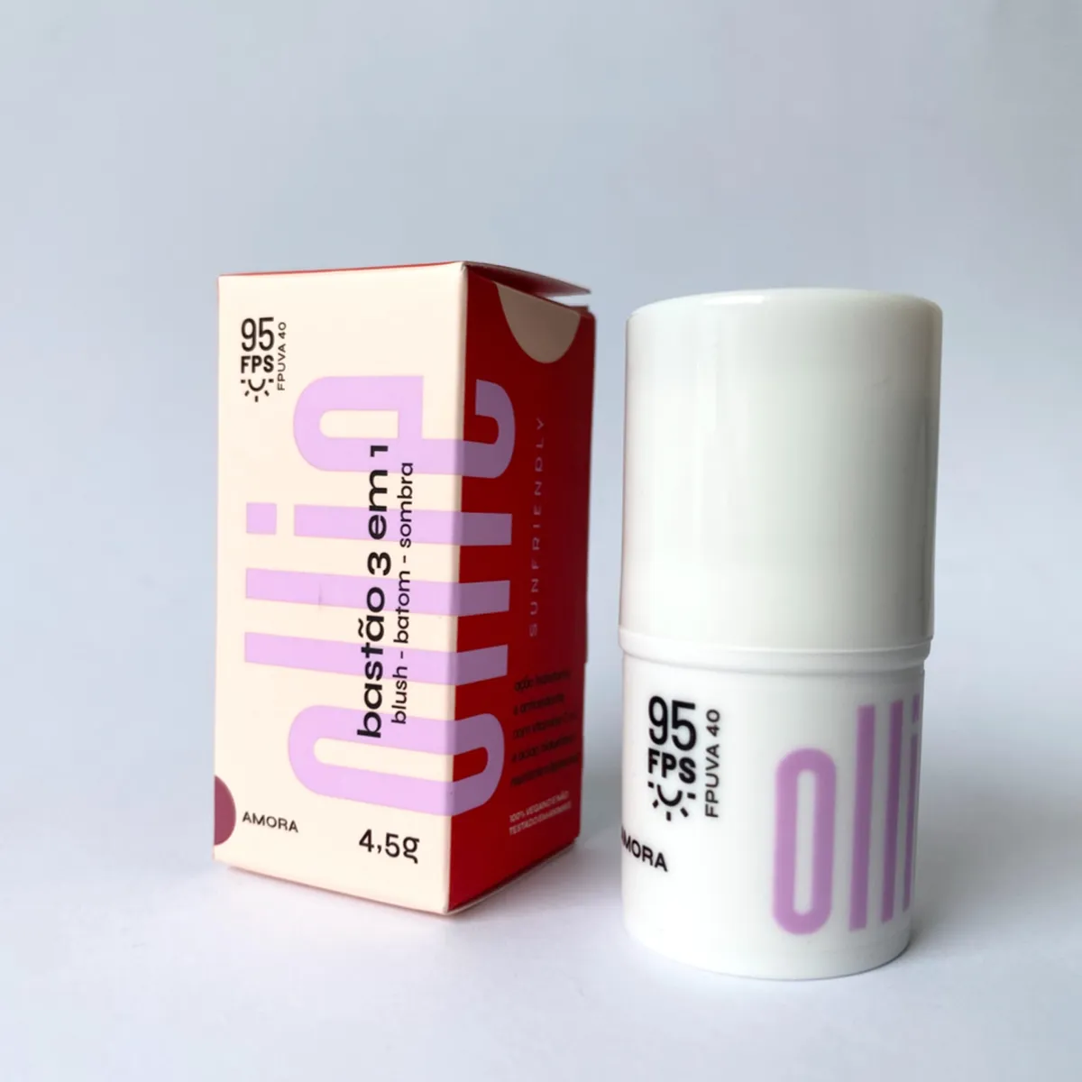 OLLIE - Protector solar Barra 3 en 1 Rubor, Sombra y Labial Con FPS 95 Barra Ollie 4.5 g 