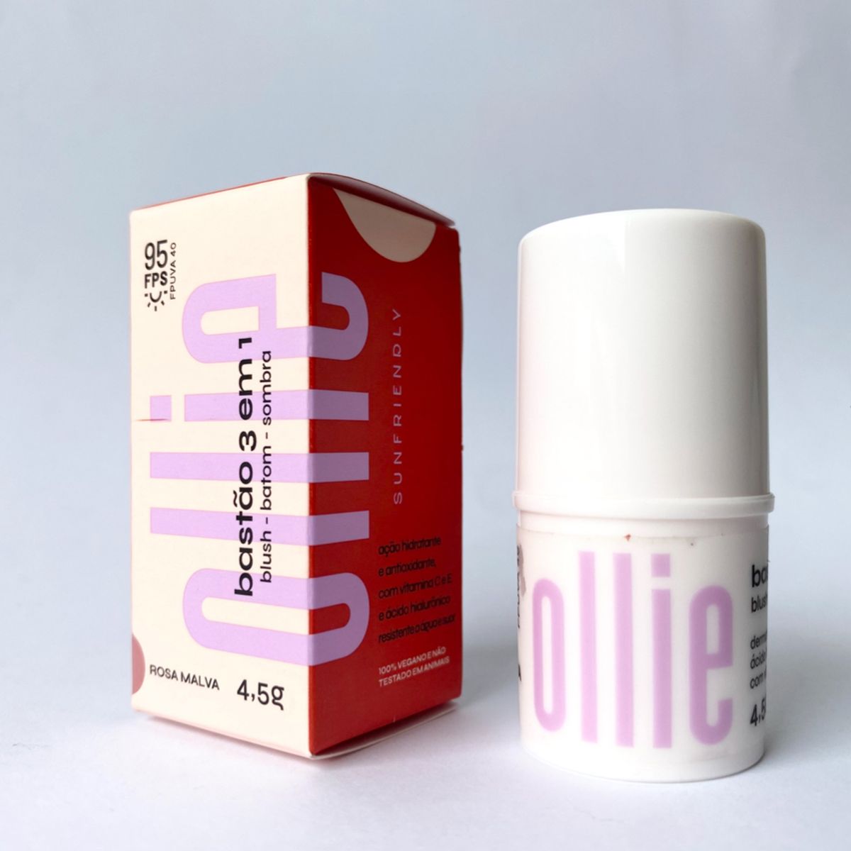 OLLIE - Protector solar Barra 3 en 1 Rubor, Sombra y Labial Con FPS 95 Barra Ollie 4.5 g 