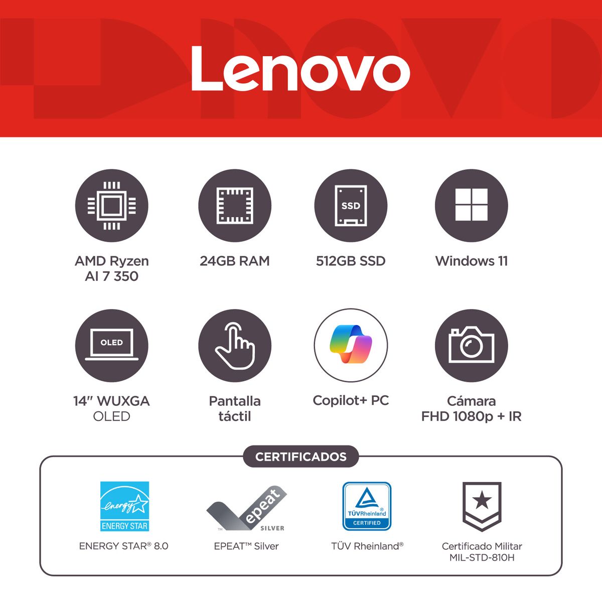 LENOVO - Portátil Lenovo Ideapad 5 2 en 1 | AMD Ryzen AI 7 | 24GB de RAM | 512GB SSD de Almacenamiento | Windows 11 | Pantalla 14 pulgadas | IP 5 2 en 1 | Computador Portátil