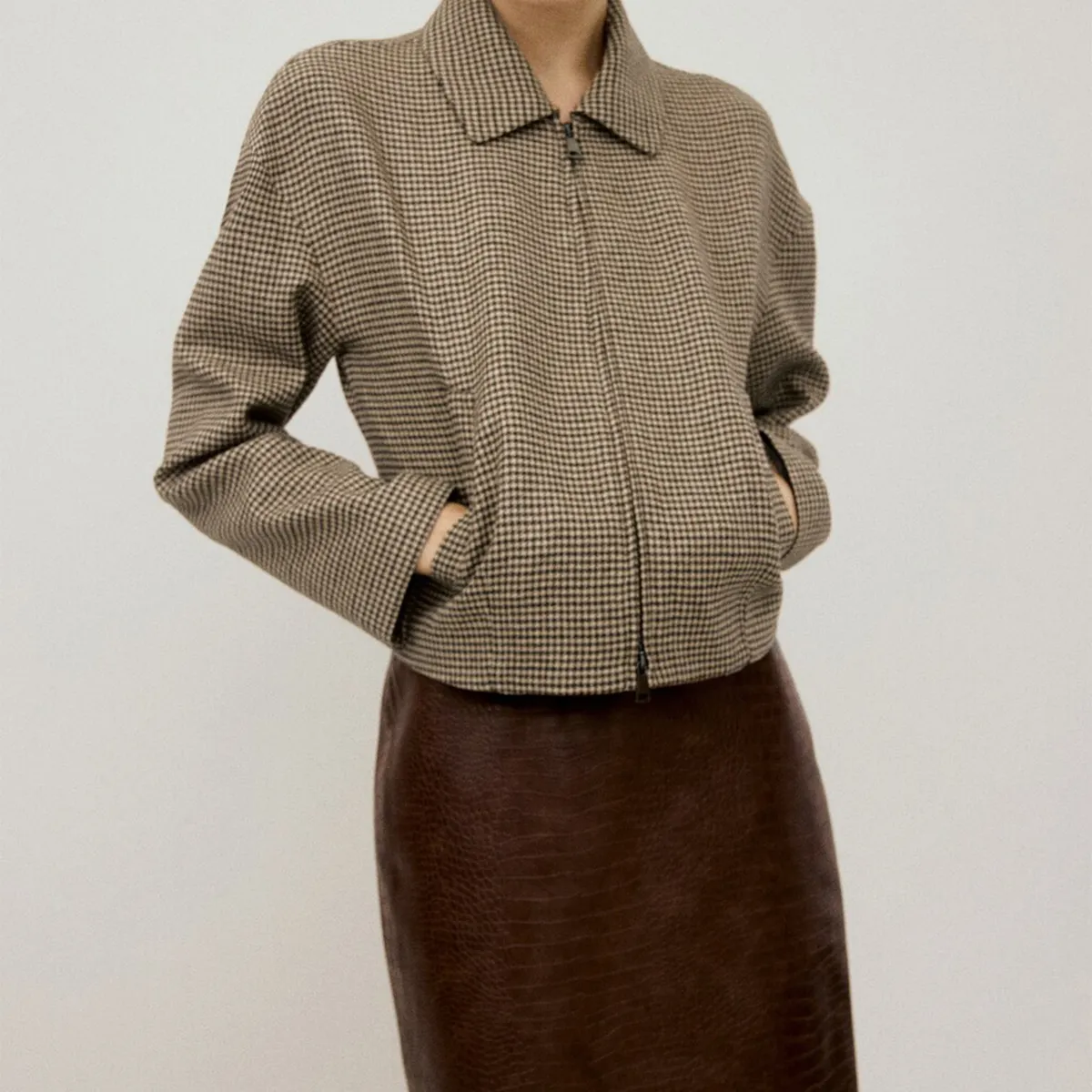 MANGO - Chaqueta Mujer Cuadros Acrílico Mango 