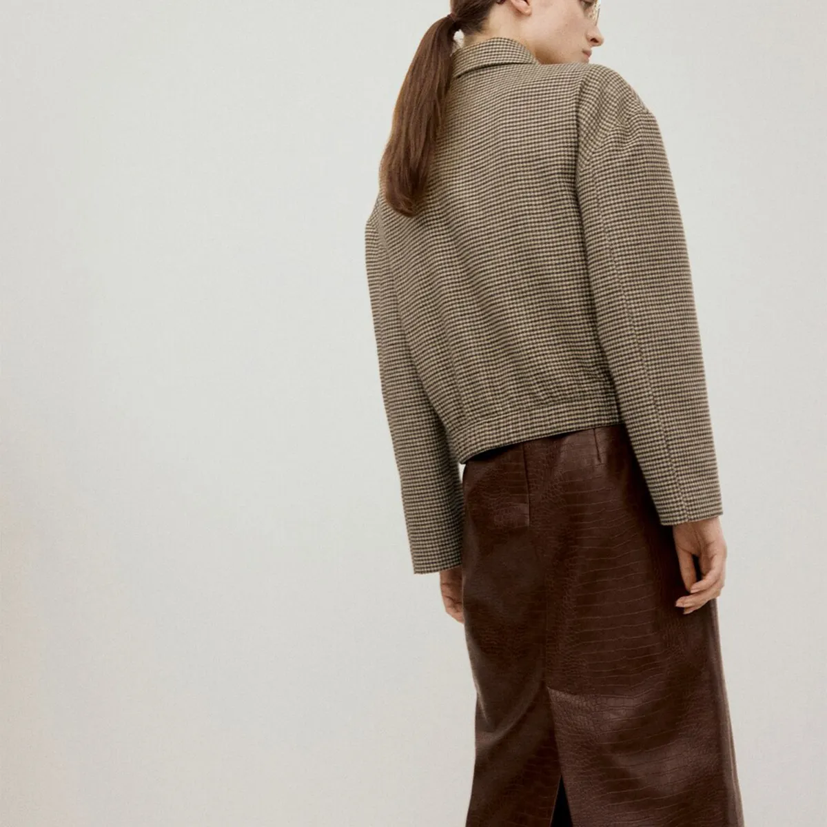 MANGO - Chaqueta Mujer Cuadros Acrílico Mango 