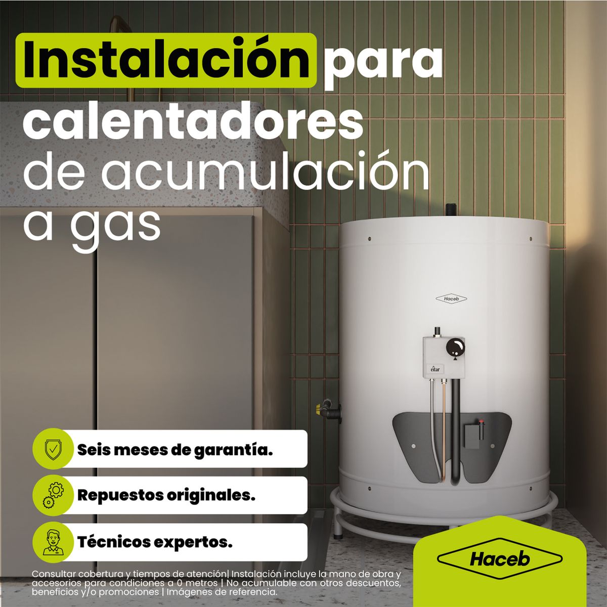 HACEB - Servicio de instalación Calentador de acumulación a gas
