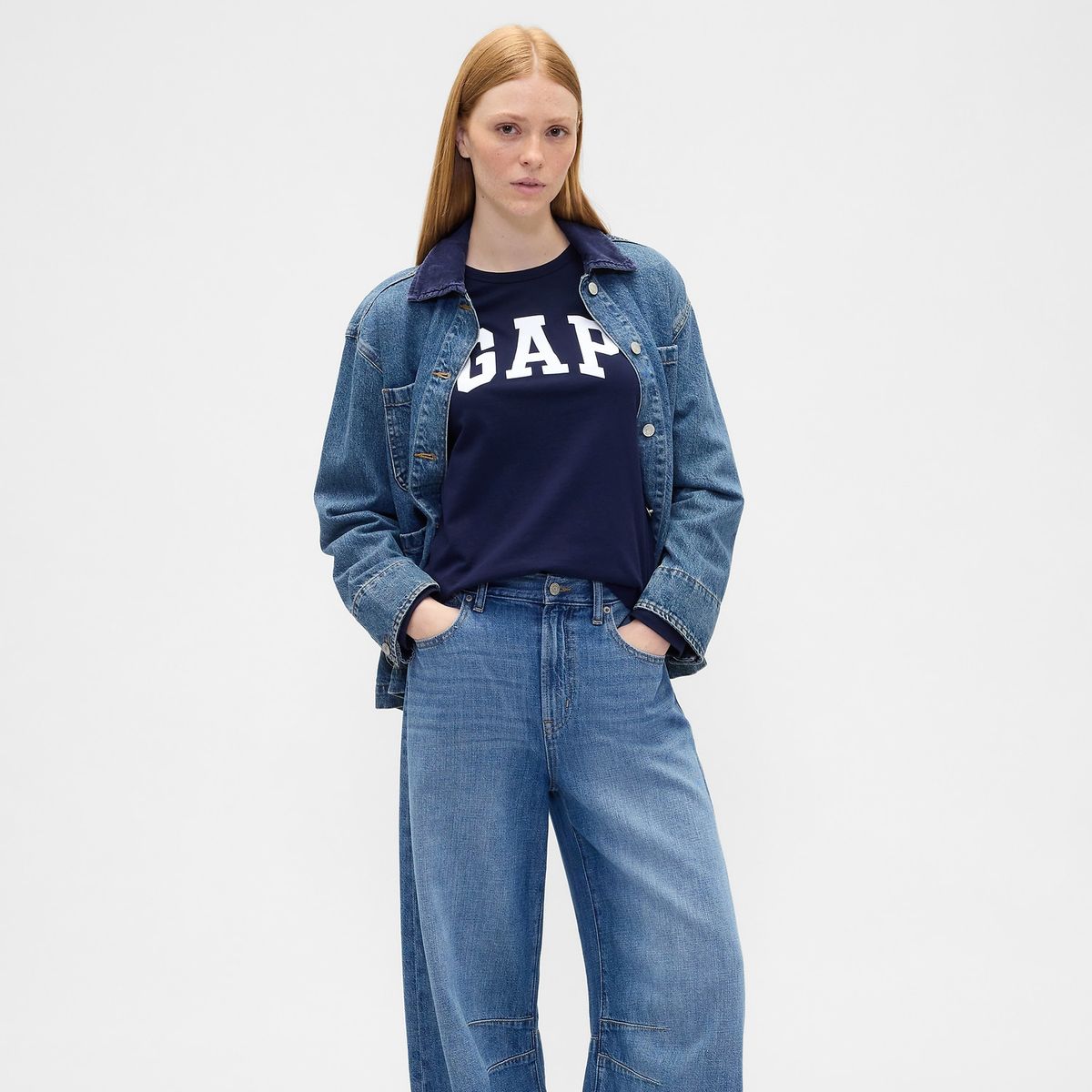 GAP - Camiseta Mujer con Estampado Manga larga de Algodón Gap