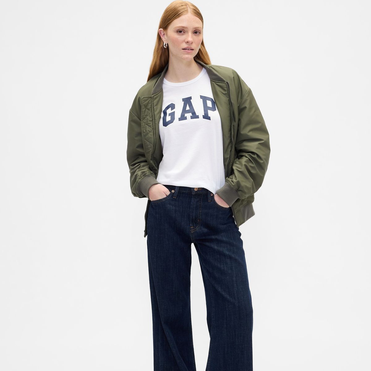 GAP - Camiseta Mujer con Estampado Manga larga de Algodón Gap