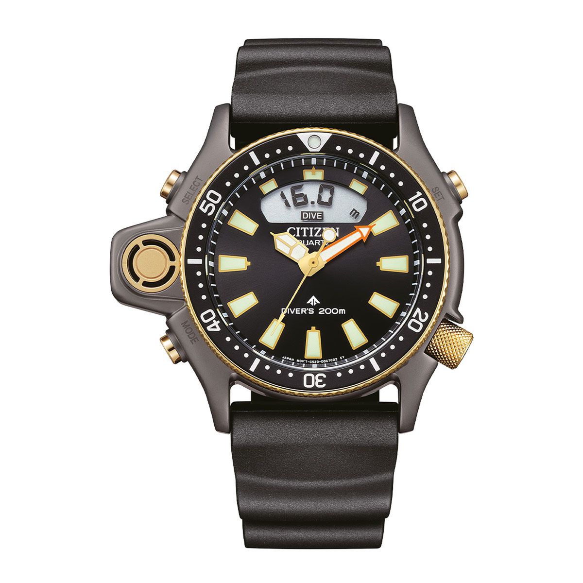 CITIZEN - Reloj Citizen Hombre Aqualand -Quartz. Reloj Policarbonato Negro JP2008-06E 