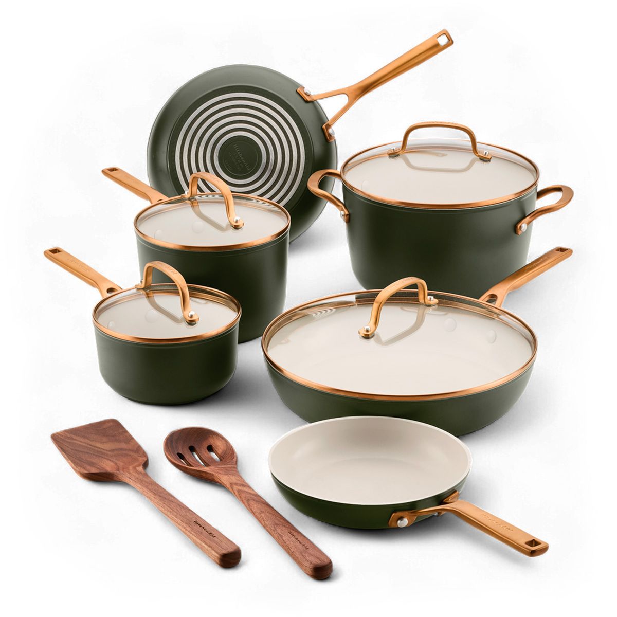 KITCHENAID - Juego de ollas de cerámica KitchenAid Anodizado duro 12 piezas