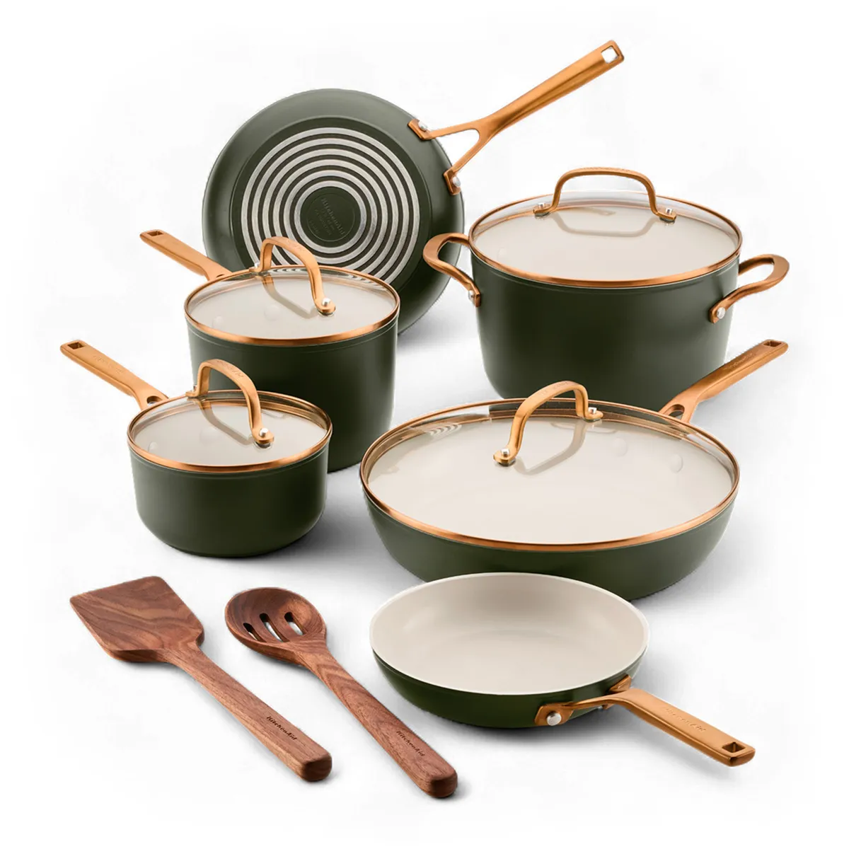 KITCHENAID - Juego de ollas de cerámica KitchenAid Anodizado duro 12 piezas