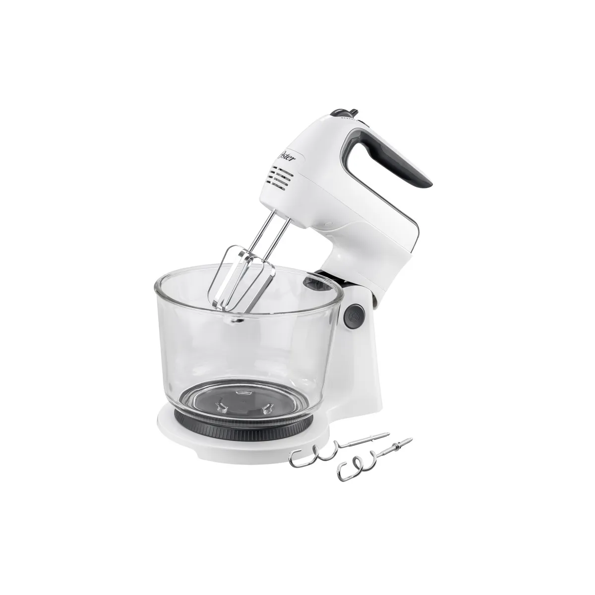 OSTER - Batidora de pedestal OSTER Oster® Batidora de Mano y Pedestal, con Tazón de Vidrio, Y 6 Velocidades, Color Blanco 6 250 W