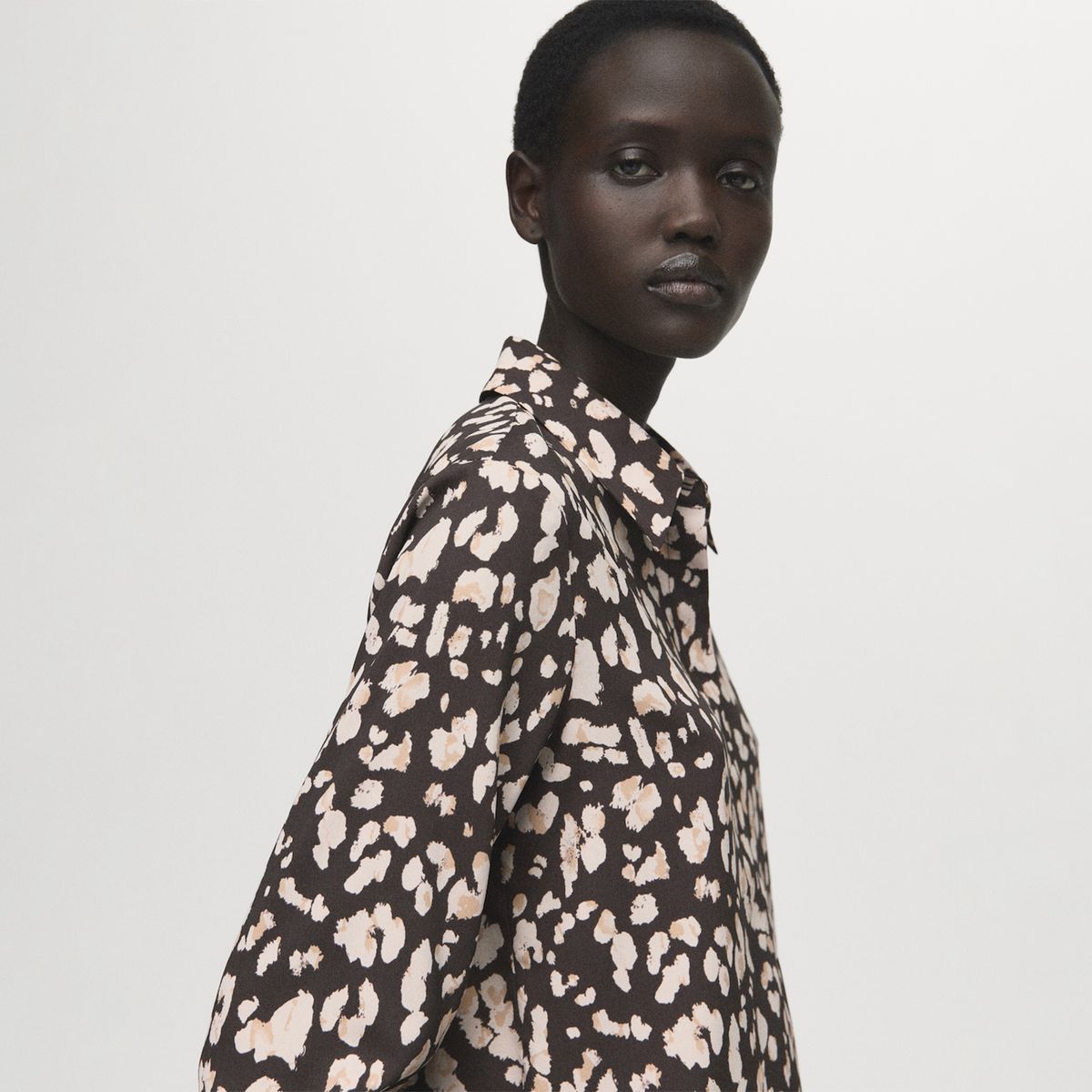 MANGO - Camisa Mujer Animal print Manga larga Mango