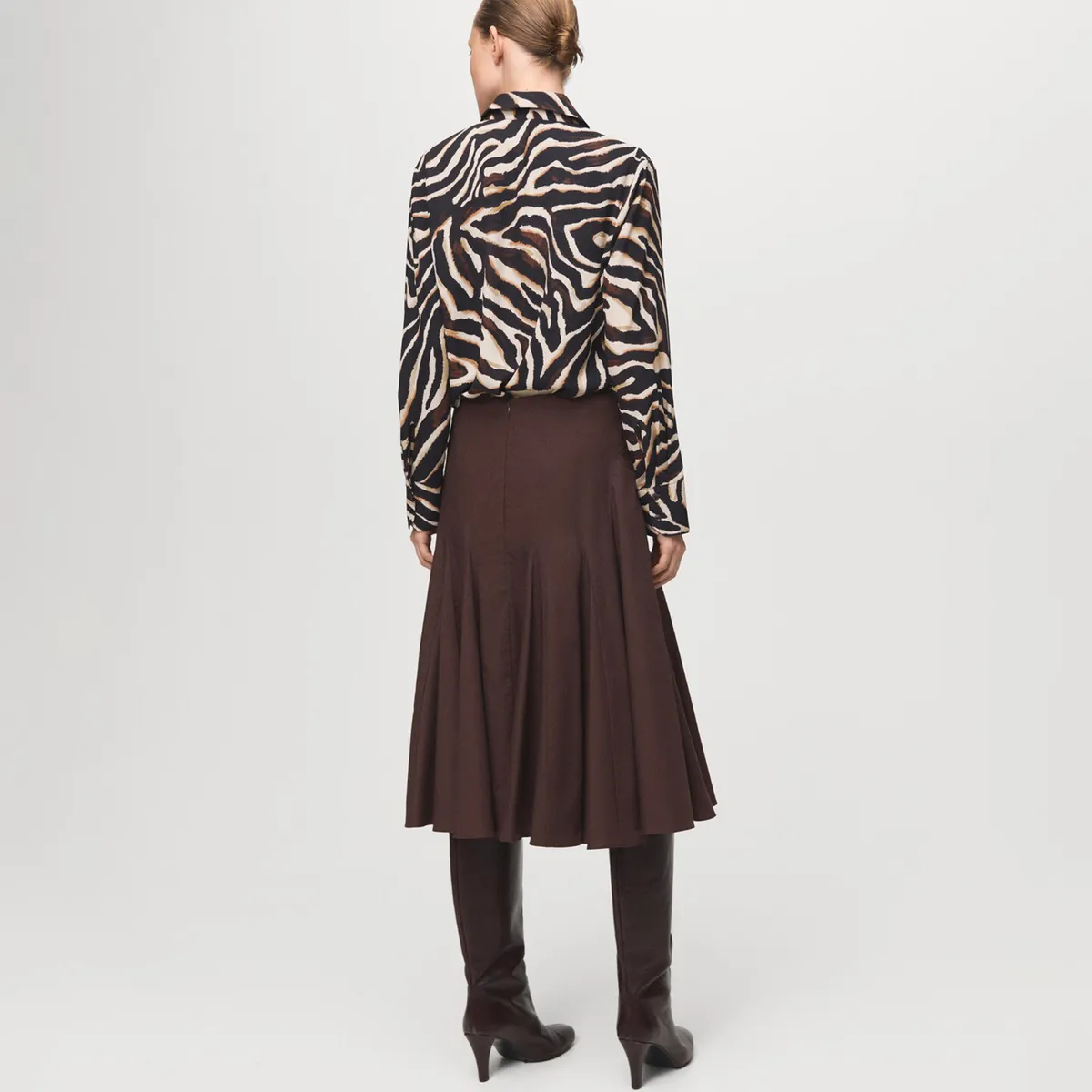 MANGO - Camisa Mujer Animal print Manga larga Mango