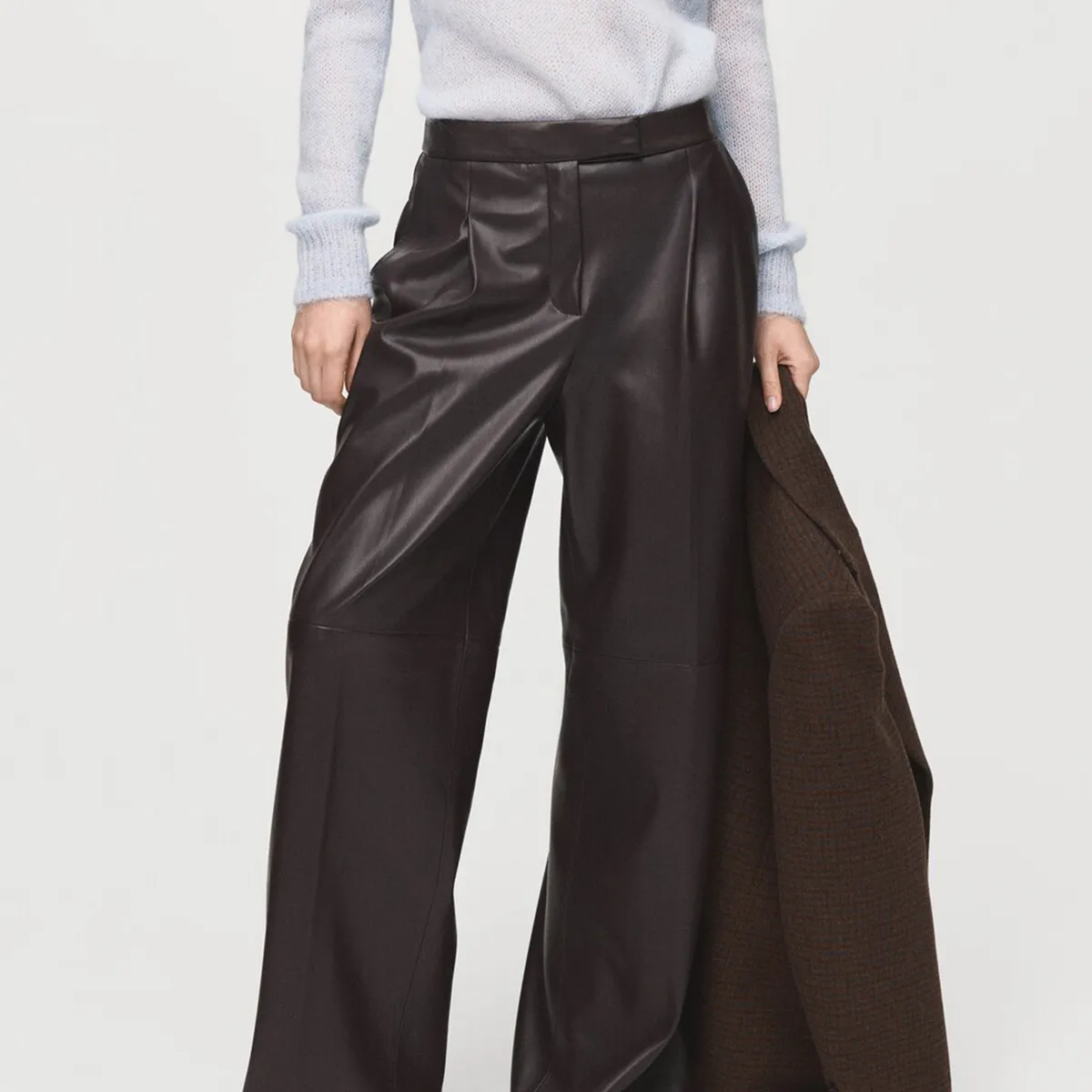 MANGO - Pantalón Wide leg Mujer Tiro medio Mango