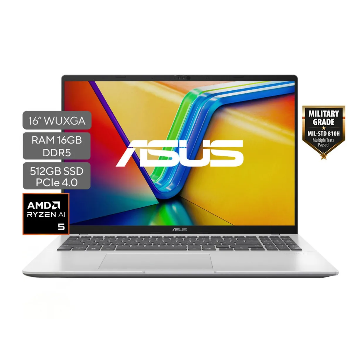 ASUS - Portátil ASUS Vivobook 16 |AMD Ryzen AI 5 | DDR5 16GB|  512 GB SSD de almacenamiento | Windows 11 |16 Pulgadas |M1607KA-MB150W |  Computador portátil