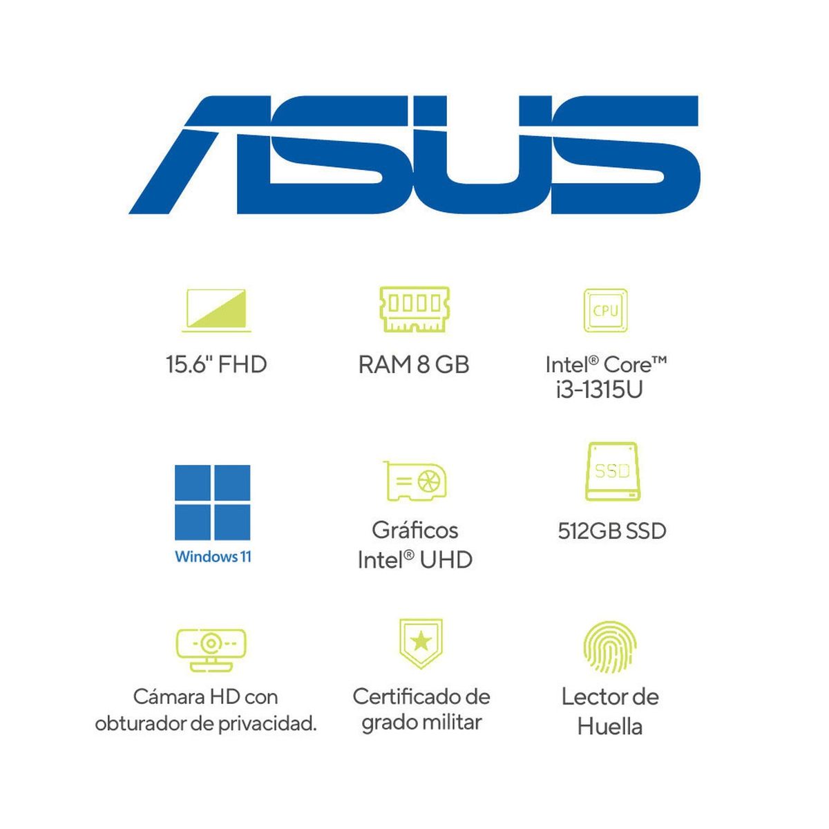 ASUS - Portátil ASUS Vivobook 15 |Intel Core i3 | DDR4 8GB|  512 GB SSD de almacenamiento | Windows 11 |15.6 Pulgadas |X1504VA-BQ3901W |  Computador portátil