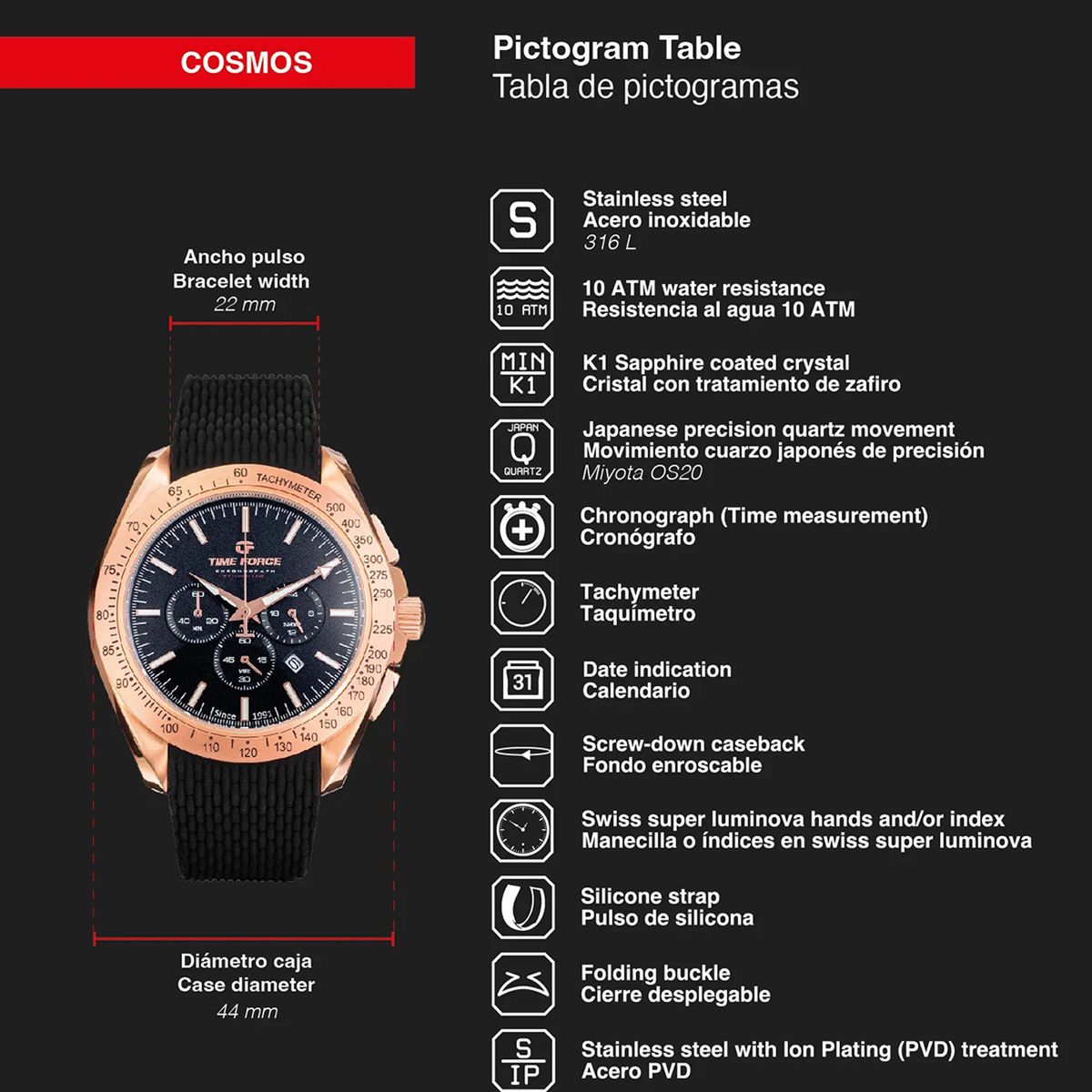 TIME FORCE - Reloj Hombre Time Force TF5048MR-01