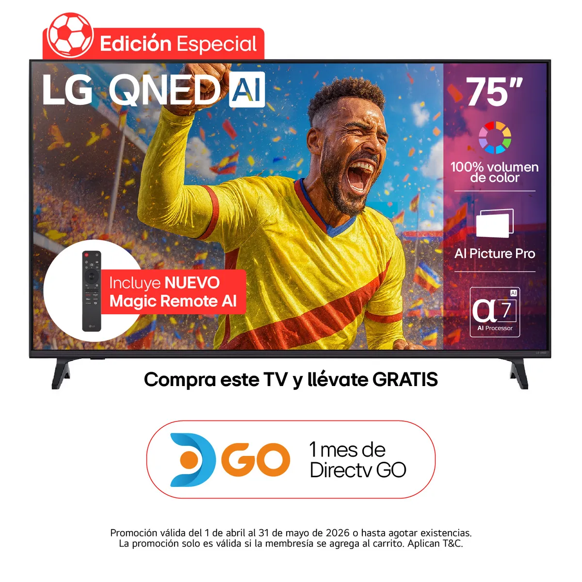 LG - Televisor | LG | 75 pulgadas | 4K Ultra HD QNED | con IA Magic Remote | 75QNED73ASC