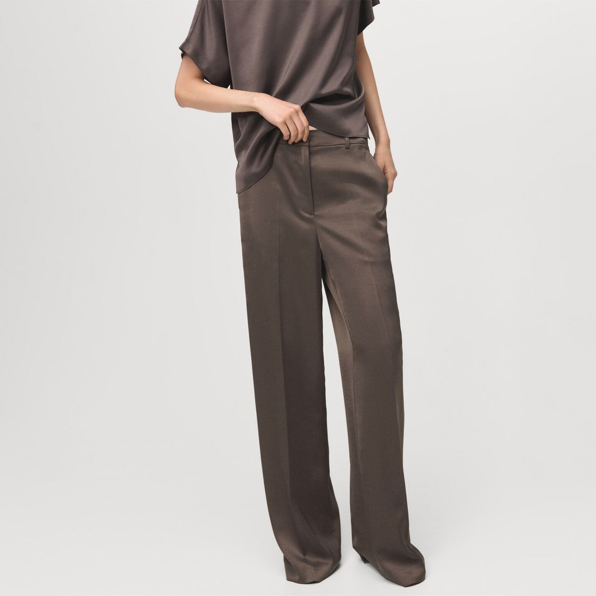 MANGO - Pantalón Recto Mujer Tiro medio Mango