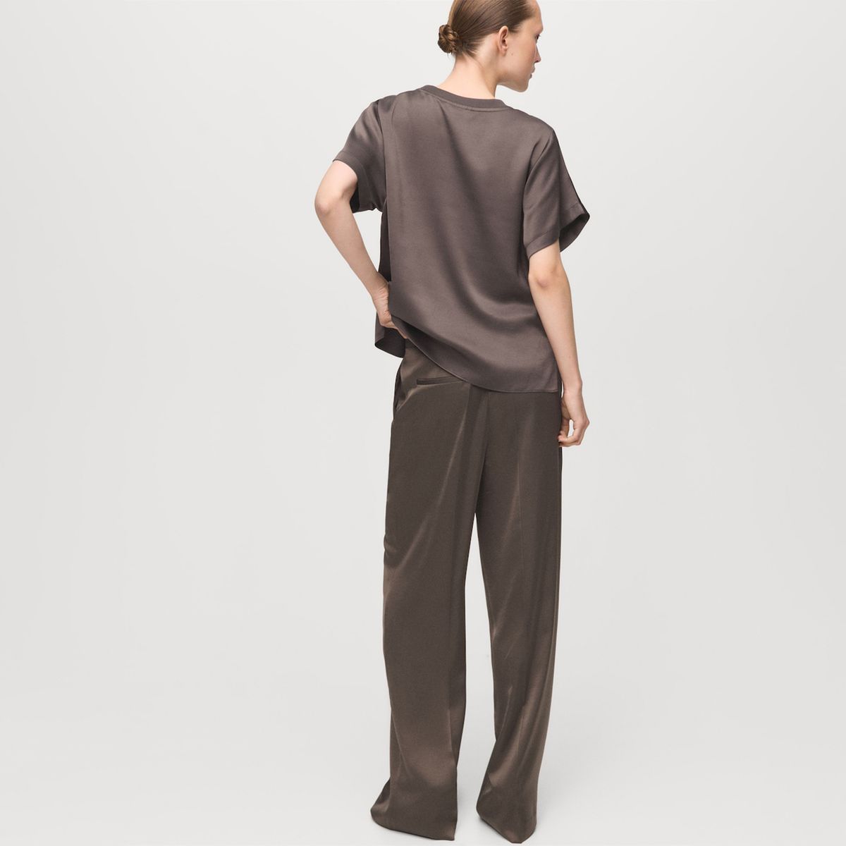 MANGO - Pantalón Recto Mujer Tiro medio Mango