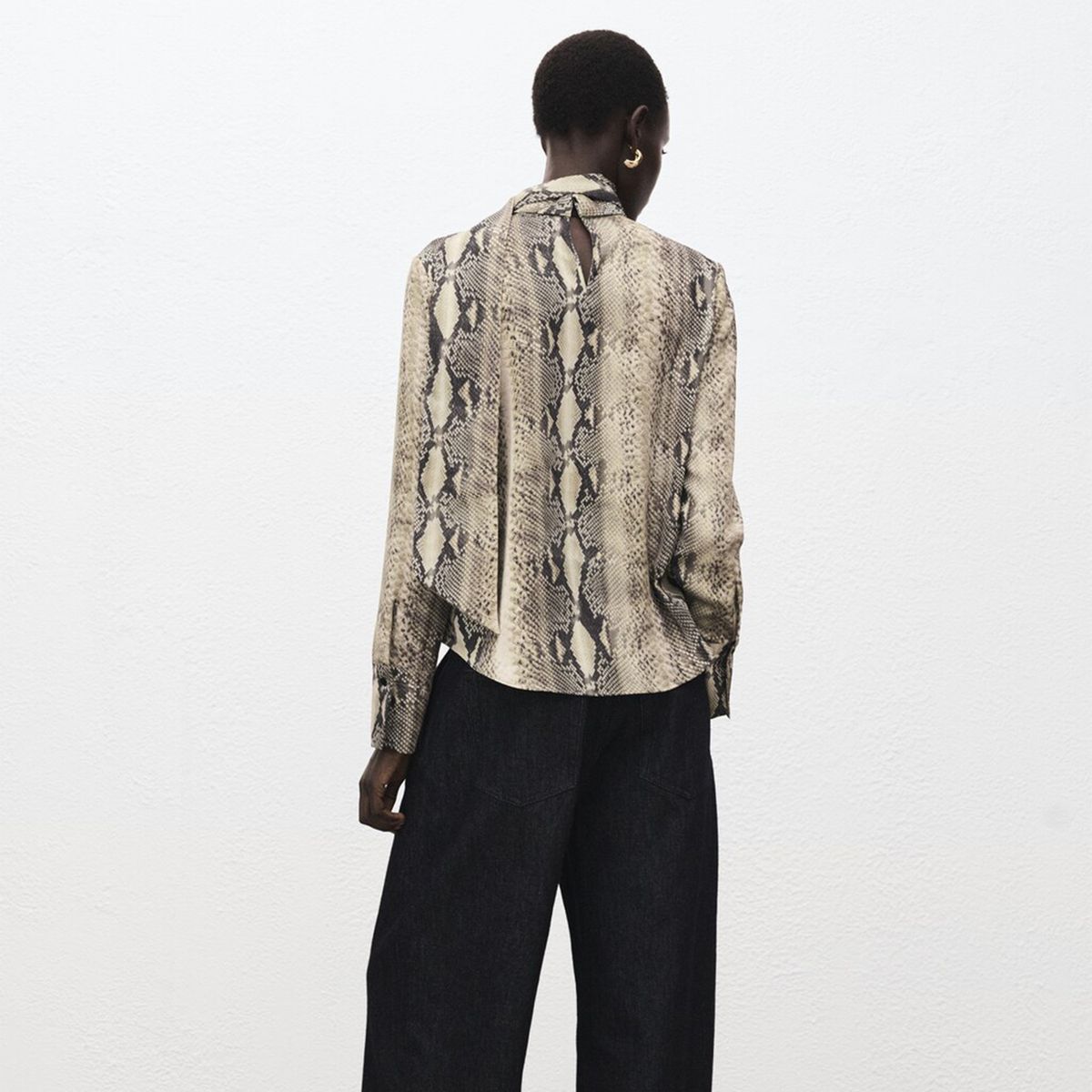 MANGO - Blusa Mujer Animal print Manga larga Mango