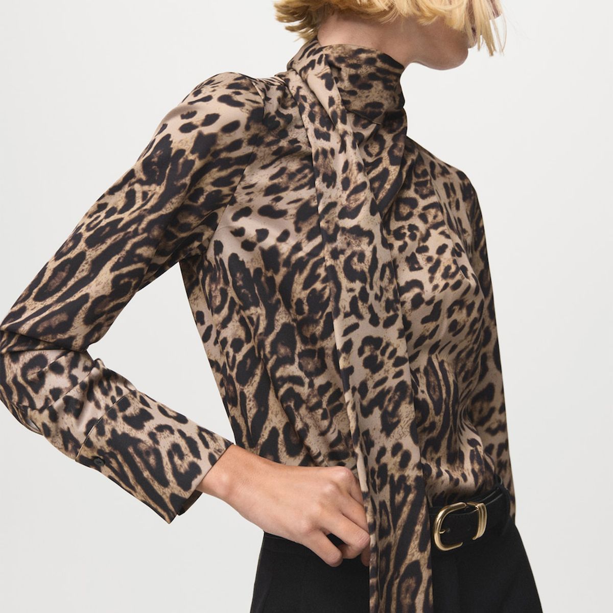 MANGO - Blusa Mujer Animal print Manga larga Mango