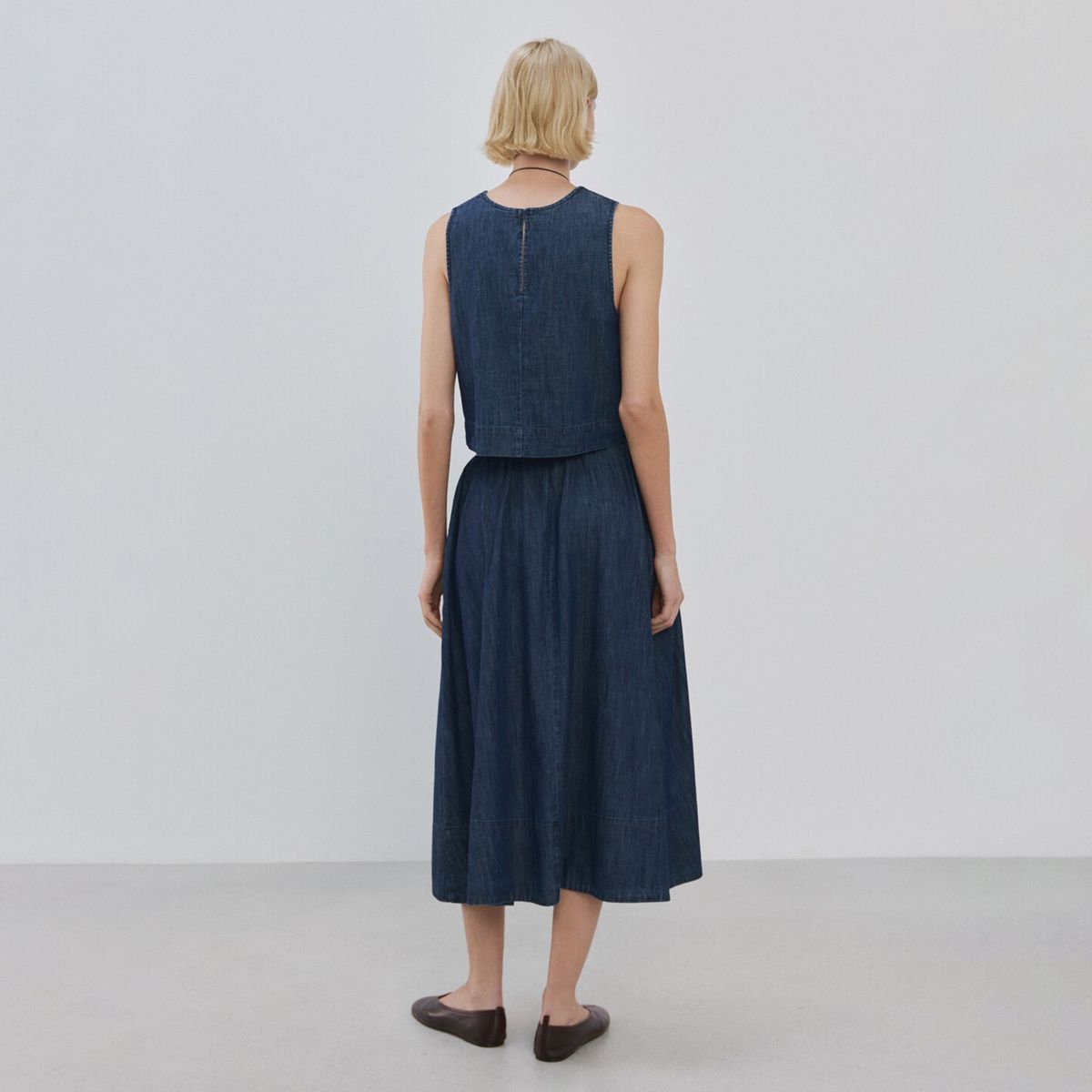 MANGO - Falda Midi Mujer de Algodón Mango