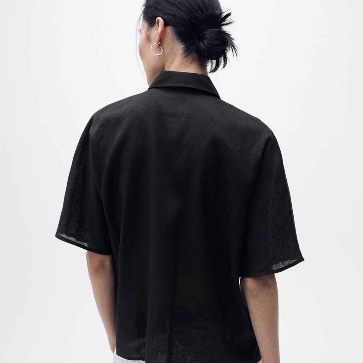 MANGO - Camisa Mujer Manga corta de Lino Mango