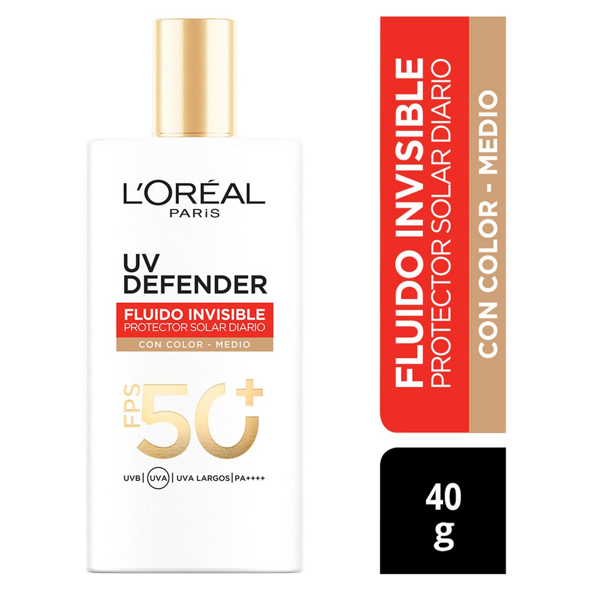 LOREAL PARIS - Bloqueador UV DEFENDER FLUIDO MEDIA 40G EXP Crema LOREAL PARIS 40 gr