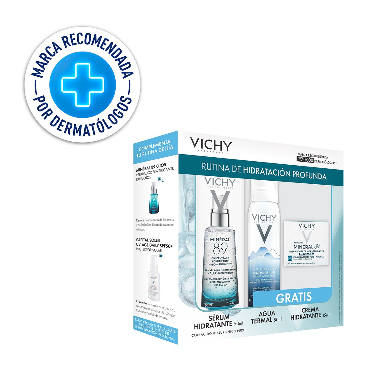 VICHY - Set Hidratante facial Minéral 89  Vichy Incluye 3 Productos
