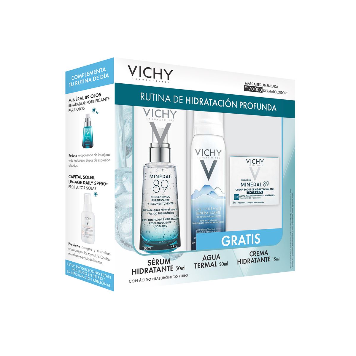 VICHY - Set Hidratante facial Minéral 89  Vichy Incluye 3 Productos