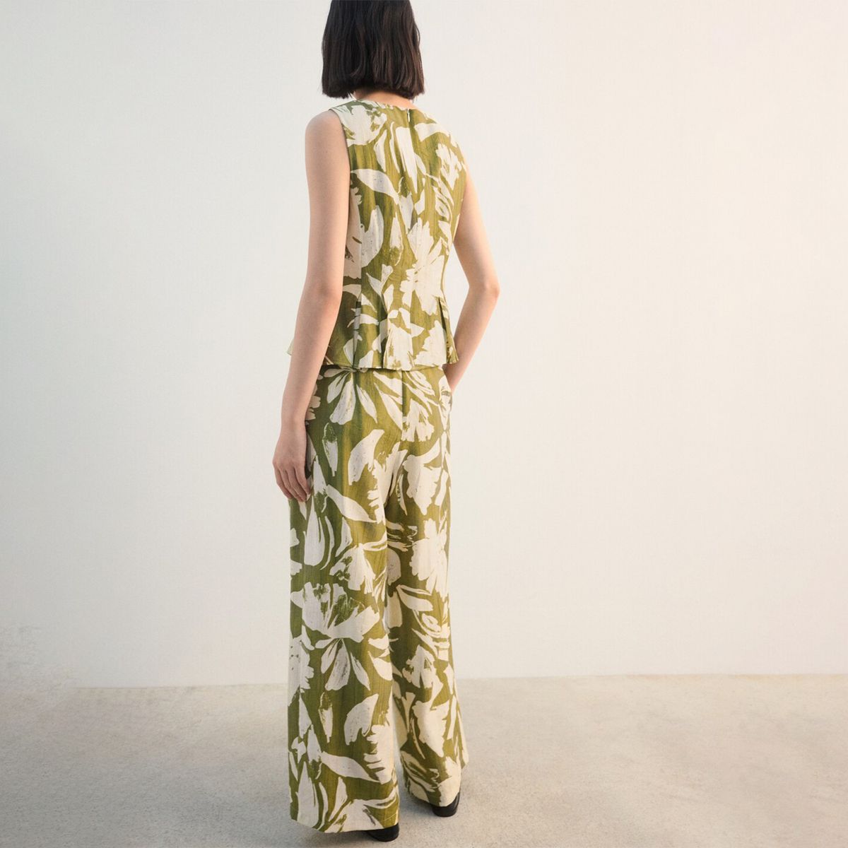 MANGO - Pantalón Recto Mujer Tiro medio con Estampado Mango